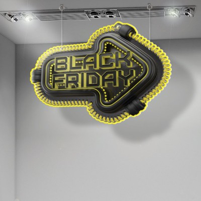 Houseart Black Friday Arrow, Εκπτώσεις, Καρτολίνες κρεμαστές, 70 x 50 εκ.