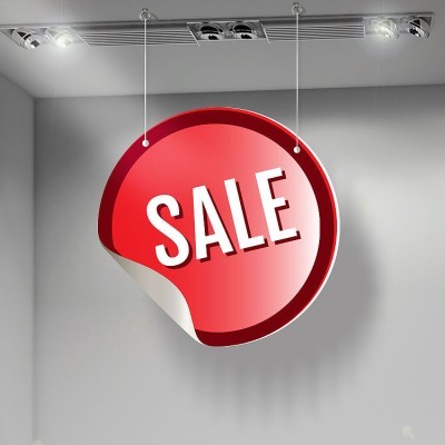 Red Sale Sticker, Εκπτώσεις, Καρτολίνες κρεμαστές, 50x50 cm