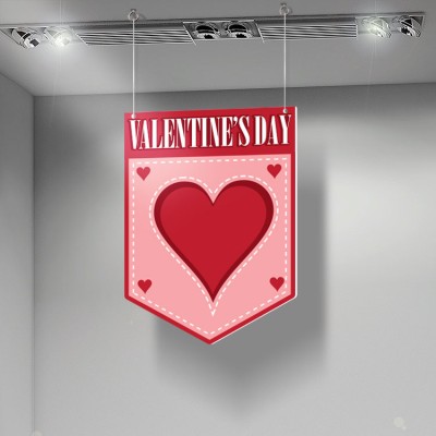Houseart Valentine\'s Day Pink Hearts, Αγίου Βαλεντίνου, Καρτολίνες κρεμαστές, 36x50 cm