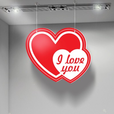 Houseart I love you, Αγίου Βαλεντίνου, Καρτολίνες κρεμαστές, 50x43 cm