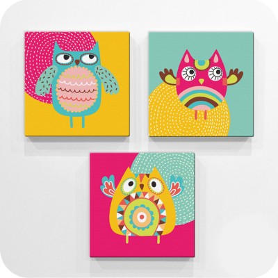 Houseart Κουκουβάγιες, Παιδικά, Mini Set καμβάς, 25 x 25 εκ.