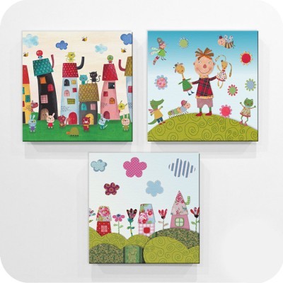 Μικρό χωριό, Παιδικά, Mini Set καμβάς, 25 x 25 εκ.