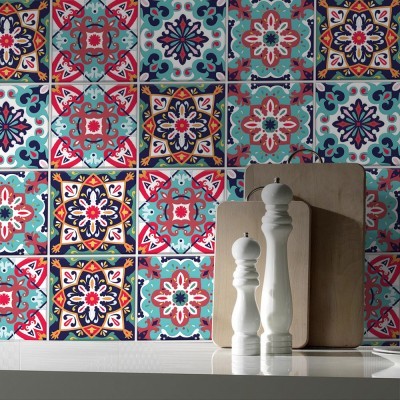 Πολύχρωμο contrast retro μοτίβο, Backsplash, Αυτοκόλλητ