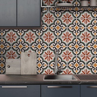Ρετρό μαροκινό μοτίβο, Backsplash, Αυτοκόλλητα πλακάκια, 30 x 120 εκ.
