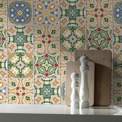 Τούρκικο μωσαϊκό μοτίβο, Backsplash, Αυτοκόλλητα πλακάκια, 30 x 120 εκ. (50446)