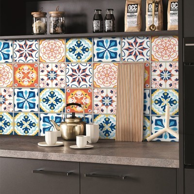 Houseart Ισπανικό ομοιογενές μοτίβο, Backsplash, Αυτοκόλλητα πλακάκια, 30 x 120 εκ.