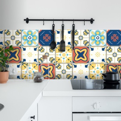 Houseart Αφηρημένο ισπανικό μοτίβο, Backsplash, Αυτοκόλλητα πλακάκια, 30 x 120 εκ.