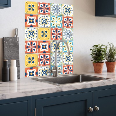 Houseart - ΣΗΜΑΝΤΙΚΟ: Σε περίπτωση διαφοράς τιμής από το κατάστημα ισχύει παντα και μόνο η τιμή του καταστήματος Spanish retro pattern, Backsplash, Αυτοκόλλητα πλακάκια