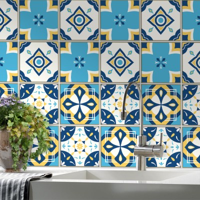 Houseart Ομοιογενές ισπανικό μοτίβο, Backsplash, Αυτοκόλλητα πλακάκια, 30 x 120 εκ.