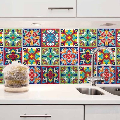 Πολύχρωμο ιταλικό floral μοτίβο, Backsplash, Αυτοκόλλητ