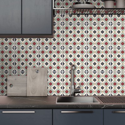 Houseart Abstract γεωμετρικό μοτίβο, Backsplash, Αυτοκόλλητα πλακάκια, 30 x 120 εκ.