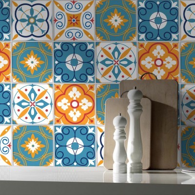 Abstract ισπανικό μοτίβο, Backsplash, Αυτοκόλλητα πλακάκια, 30 x 120 εκ. (50423)