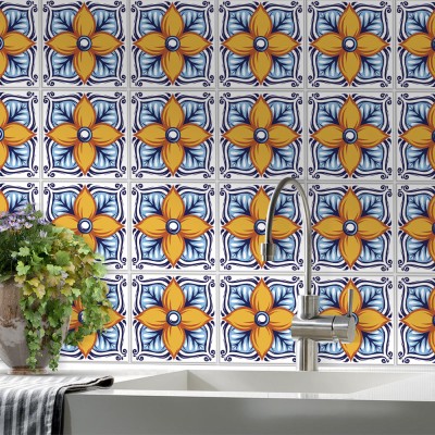 Πορτογαλικό azulejos επαναλαμβανόμενο μοτίβο, Backsplash, Αυτοκόλλητα πλακάκια, 30 x 120 εκ. (50416)