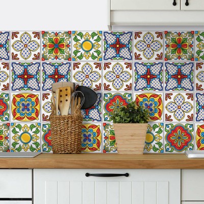 Αφηρημένο πορτογαλικό μοτίβο, Backsplash, Αυτοκόλλητα πλακάκια, 30 x 120 εκ.