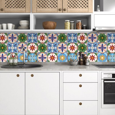 Vintage mandala μοτίβο, Backsplash, Αυτοκόλλητα πλακάκια, 30 x 120 εκ. (50410)