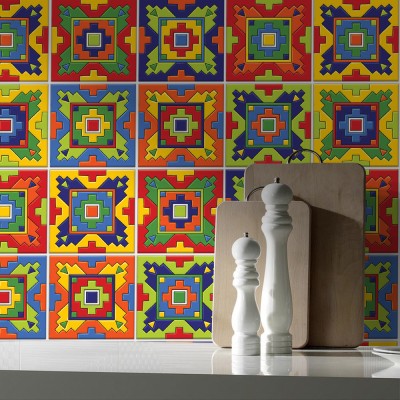 Houseart Μεξικάνικο Ταλαβέρα ρετρό μοτίβο, Backsplash, Αυτοκόλλητα πλακάκια, 30 x 120 εκ.