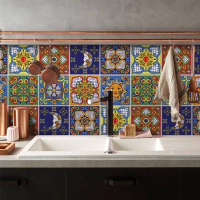 Ανατολικό πολύχρωμο μοτίβο, Backsplash, Αυτοκόλλητα πλα