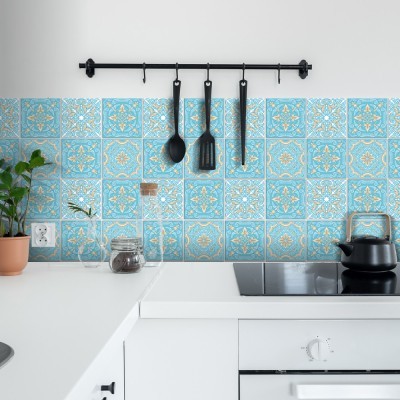 Houseart Vintage ομοιογενές πορτογαλικό μοτίβο, Backsplash, Αυτοκόλλητα πλακάκια, 30 x 120 εκ.