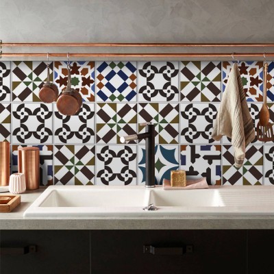 Houseart - ΣΗΜΑΝΤΙΚΟ: Σε περίπτωση διαφοράς τιμής από το κατάστημα ισχύει παντα και μόνο η τιμή του καταστήματος Διάφορα πολύχρωμα μοτίβα, Backsplash, Αυτοκόλλητα πλακά