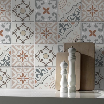 Houseart Ρετρό μοτίβο γήινα χρώματα, Backsplash, Αυτοκόλλητα πλακάκια, 30 x 120 εκ.