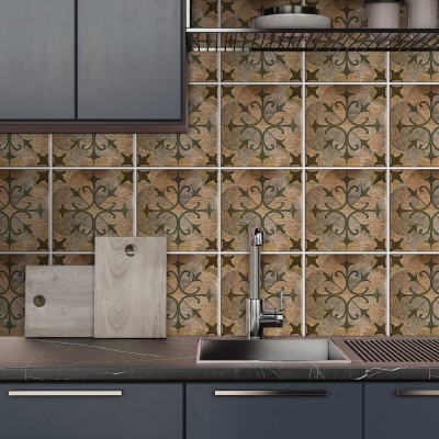 Πορτογαλικό μοτίβο ανοιχτό καφέ, Backsplash, Αυτοκόλλητα πλακάκια, 30 x 120 εκ.