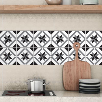 Houseart Γκρι-Μαύρο μοτίβο, Backsplash, Αυτοκόλλητα πλακάκια, 30 x 120 εκ.