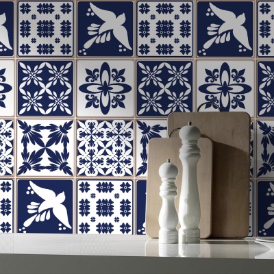 Πορτογαλικό ισπανικό μοτίβο, Backsplash, Αυτοκόλλητα πλακάκια, 30 x 120 εκ. (49912)