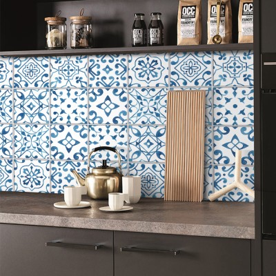 Μεσογειακό Μοτίβο, Backsplash, Αυτοκόλλητα πλακάκια, 30 x 120 εκ.