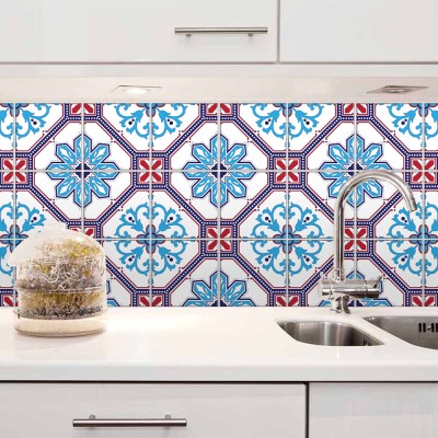 Ιταλικό Μοτίβο Floral, Backsplash, Αυτοκόλλητα πλακάκια, 30 x 120 εκ. (50163)