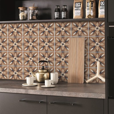 Houseart Floral Ξύλινο Σχέδιο, Backsplash, Αυτοκόλλητα πλακάκια, 30 x 120 εκ.