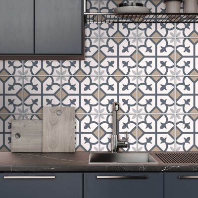 Houseart - ΣΗΜΑΝΤΙΚΟ: Σε περίπτωση διαφοράς τιμής από το κατάστημα ισχύει παντα και μόνο η τιμή του καταστήματος Μοντέρνο γεωμετρικό μοτίβο καφέ-ροζ, Backsplash, Αυτοκό