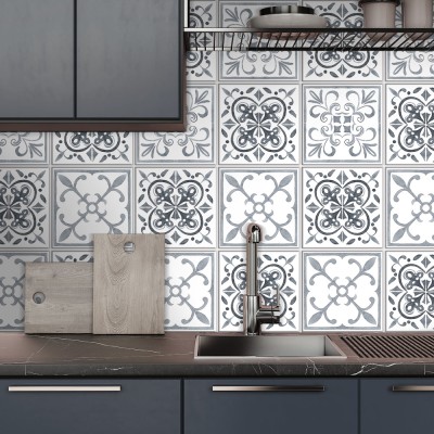 Houseart - ΣΗΜΑΝΤΙΚΟ: Σε περίπτωση διαφοράς τιμής από το κατάστημα ισχύει παντα και μόνο η τιμή του καταστήματος Carribean Ασπρόμαυρο μοτίβο, Backsplash, Αυτοκόλλητα πλ