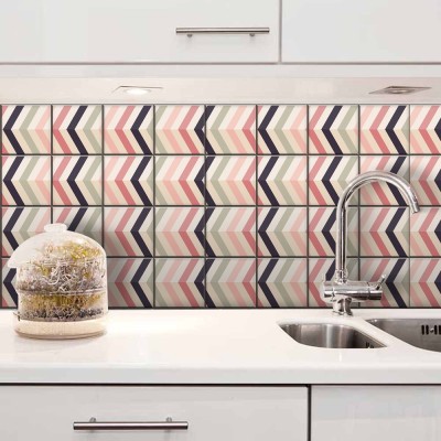 Ζιγκ-ζαγκ σε απαλά χρώματα, Backsplash, Αυτοκόλλητα πλακάκια, 30 x 120 εκ.