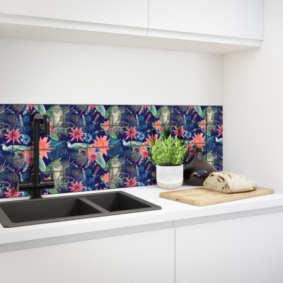 Τροπική Υδατογραφία, Backsplash, Αυτοκόλλητα πλακάκια, 30 x 120 εκ.