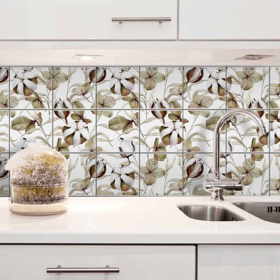 Μπουμπούκια λουλουδιών, Backsplash, Αυτοκόλλητα πλακάκια, 30 x 120 εκ.