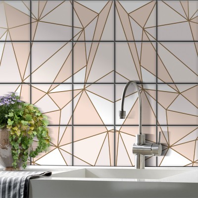 Παστέλ μοτίβο σχημάτων, Backsplash, Αυτοκόλλητα πλακάκια, 30 x 120 εκ.