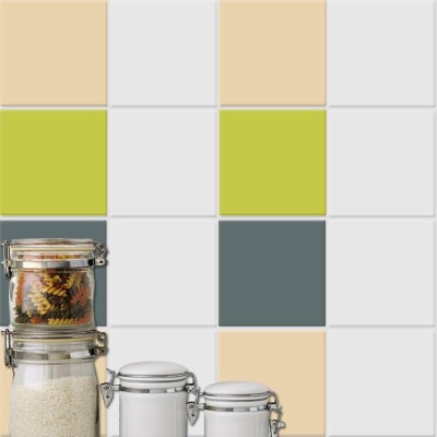 Houseart Antique - Graphite - Green yellow (8 τεμάχια), Τοίχου, Αυτοκόλλητα πλακάκια, 10 x 10 εκ.