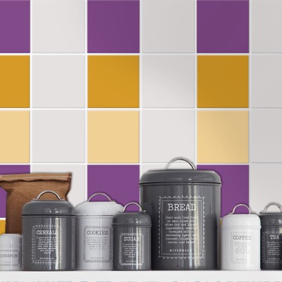 Houseart - ΣΗΜΑΝΤΙΚΟ: Σε περίπτωση διαφοράς τιμής από το κατάστημα ισχύει παντα και μόνο η τιμή του καταστήματος Ivory - Mustard - Violet (8 τεμάχια), Τοίχου, Αυτοκόλλη