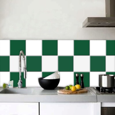 Houseart Dark green (8 τεμάχια), Τοίχου, Αυτοκόλλητα πλακάκια, 10 x 10 εκ.