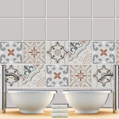 Houseart - ΣΗΜΑΝΤΙΚΟ: Σε περίπτωση διαφοράς τιμής από το κατάστημα ισχύει παντα και μόνο η τιμή του καταστήματος Ρετρό μοτίβο γήινα χρώματα (8 τεμάχια), Τοίχου, Αυτοκόλ