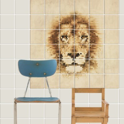Λιοντάρι Φωτογραφίες Αυτοκόλλητα πλακάκια 60×60 cm (17620)