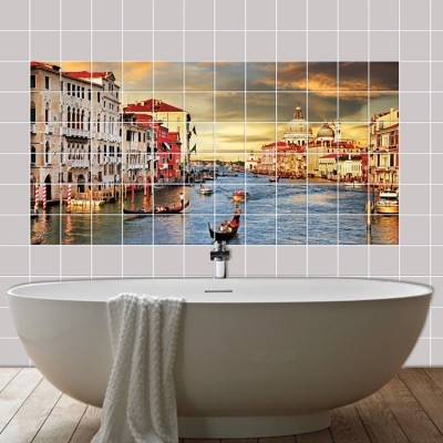 Γόνδολες Βενετία, Τοίχου, Αυτοκόλλητα πλακάκια, 120 x 6
