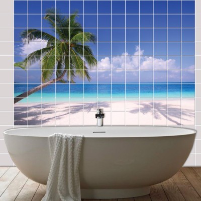 Houseart Παραλία, Τοίχου, Αυτοκόλλητα πλακάκια, 130 x 90 εκ.