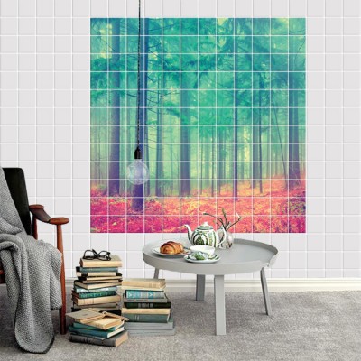 Houseart - ΣΗΜΑΝΤΙΚΟ: Σε περίπτωση διαφοράς τιμής από το κατάστημα ισχύει παντα και μόνο η τιμή του καταστήματος Δάσος, Τοίχου, Αυτοκόλλητα πλακάκια, 120 x 120 εκ.