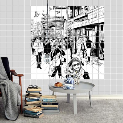 Houseart - ΣΗΜΑΝΤΙΚΟ: Σε περίπτωση διαφοράς τιμής από το κατάστημα ισχύει παντα και μόνο η τιμή του καταστήματος Παρίσι, Τοίχου, Αυτοκόλλητα πλακάκια, 120 x 120 εκ.