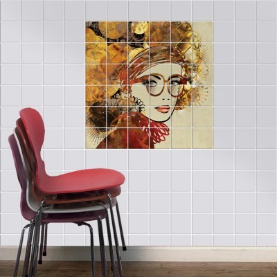 Γυναίκα, Τοίχου, Αυτοκόλλητα πλακάκια, 60 x 60 εκ.