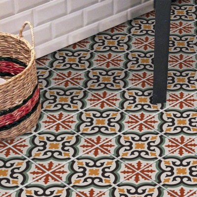 Houseart Ρετρό μαροκινό μοτίβο (8 τεμάχια), Δαπέδου, Αυτοκόλλητα πλακάκια, 10 x 10 εκ.