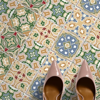 Houseart Τούρκικο μωσαϊκό μοτίβο (8 τεμάχια), Δαπέδου, Αυτοκόλλητα πλακάκια, 10 x 10 εκ.