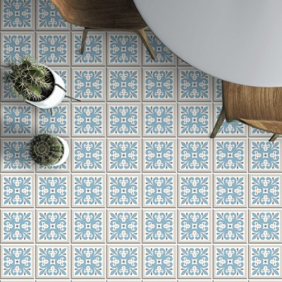 Abstract azulejo μοτίβο (8 τεμάχια), Δαπέδου, Αυτοκόλλητα πλακάκια, 10 x 10 εκ. (49706)