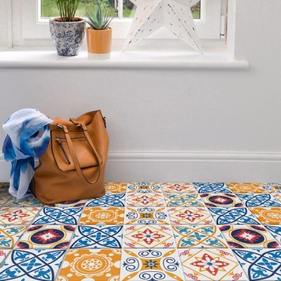 Houseart - ΣΗΜΑΝΤΙΚΟ: Σε περίπτωση διαφοράς τιμής από το κατάστημα ισχύει παντα και μόνο η τιμή του καταστήματος Πολύχρωμο πορτογαλικό μοτίβο (8 τεμάχια), Δαπέδου, Αυτο